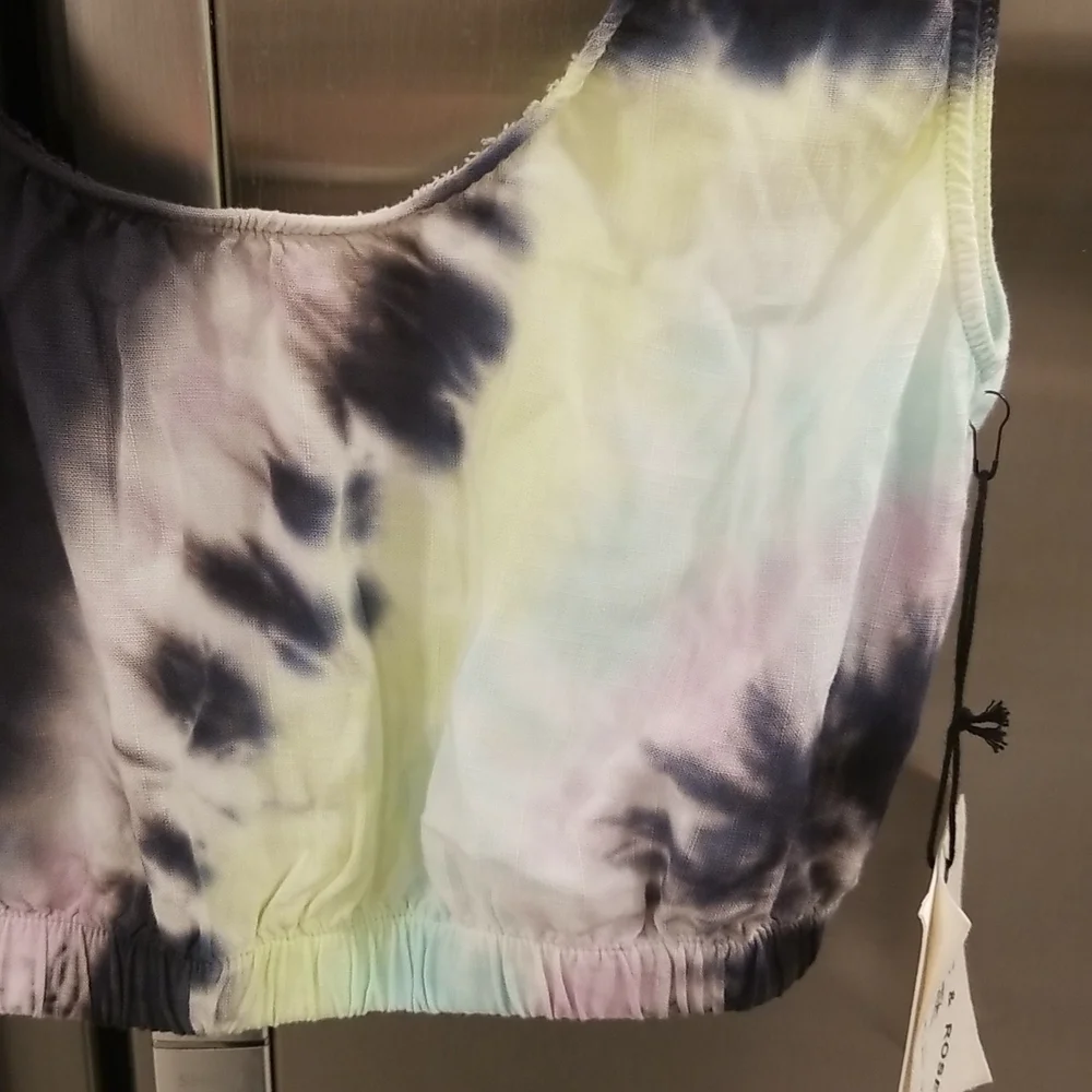 💕ELECTRIC & ROSE💕 Linda Crop Top ~ Onyx Lavender Glow Tie Dye Pattern XS NWT - Picture 8 of 14